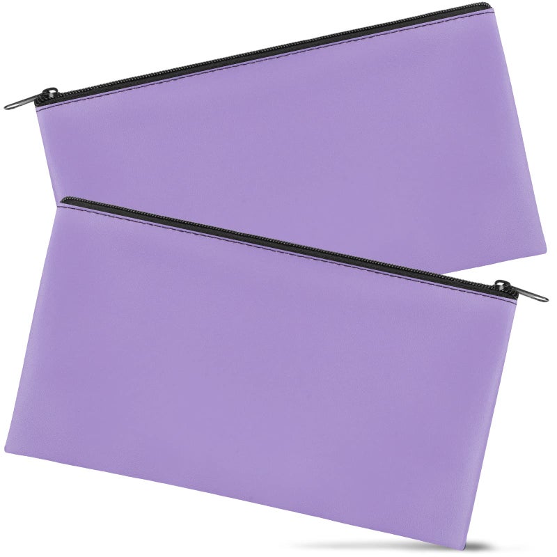Joyberg 2 Pieces Money Bags With Zipper   11x6.1 inch Money Pouch  Bank Bag  Cash Bag   Check Wallet  Cosmetics(Purple) - Image 1